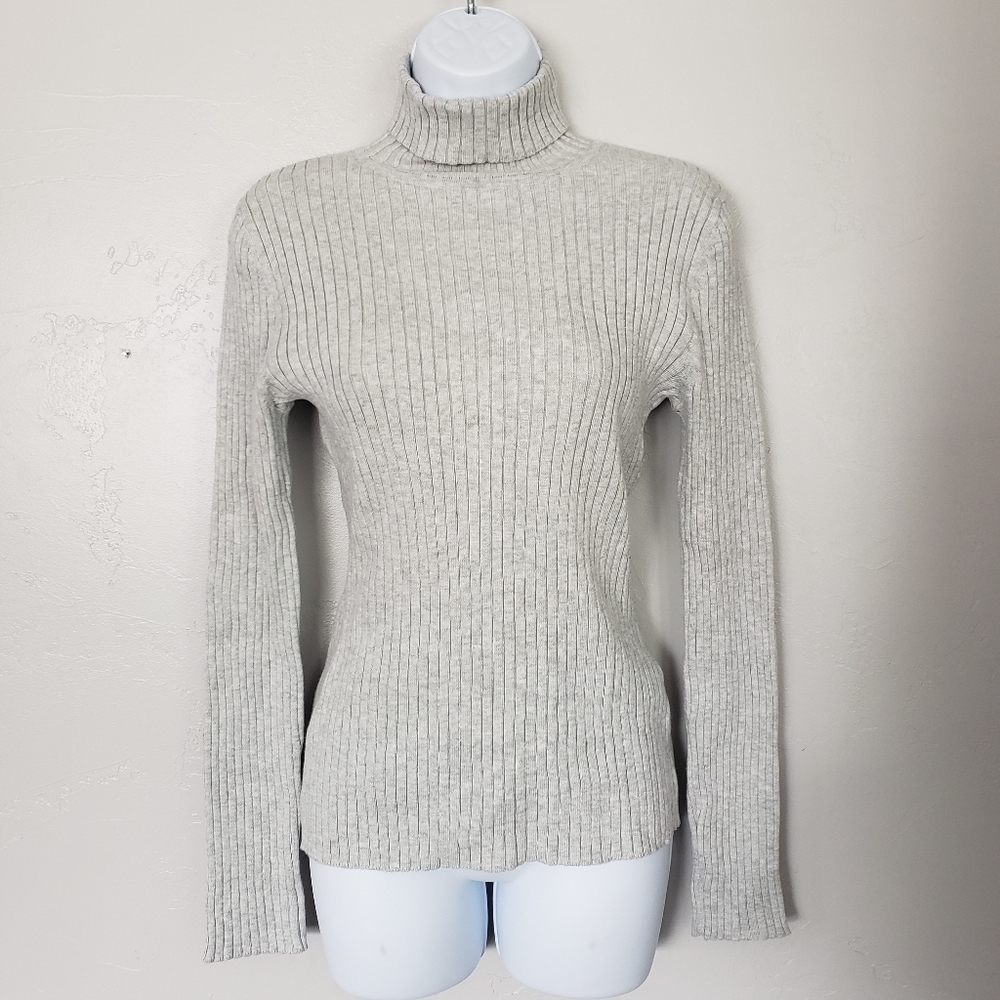 Chadwicks Grey Ribbed Long Sleeve Turtleneck PM M